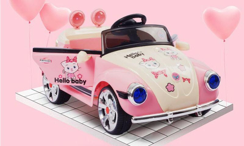 Xe ô tô điện trẻ em màu hồng xinh xắn cho bé gái 1-5 tuổi BRJ-5169