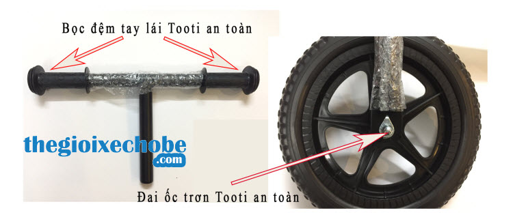Xe thăng bằng cho bé Tooti Pro có tay lái mềm mại,đai ốc bôi trơn an toàn