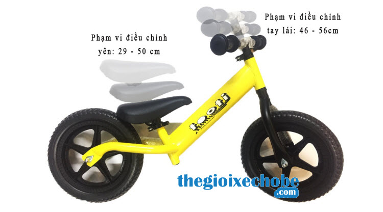 Xe thăng bằng cho bé Tooti Pro xe có thể điều chỉnh chiều cao tay lái và yên xe