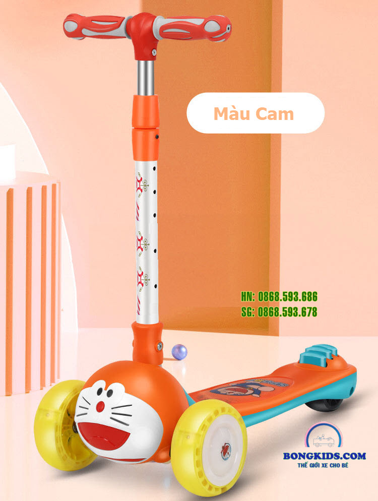 Xe trượt scooter gập gọn cho bé Doremon 608 Màu Cam