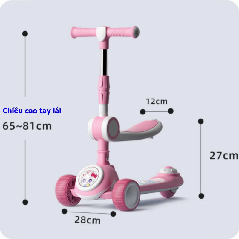 Kích thước Xe Trượt Scooter Cho Bé 803 và 803A Có Ghế Ngồi