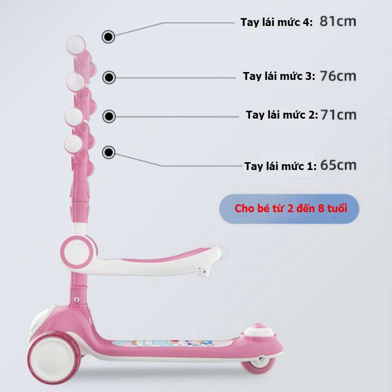 Chiều cao tay lái của Xe Trượt Scooter Cho Bé 803 và 803A Có Ghế Ngồi