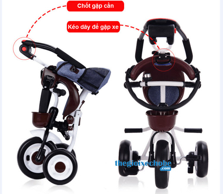 Xe đạp 3 bánh trẻ em Eva 007 chỉ cần 1 thao tác là gập gọn 