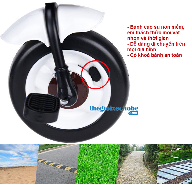 Bánh  xe đạp 3 bánh trẻ em Eva 007 có thể đi được tất cả các đường
