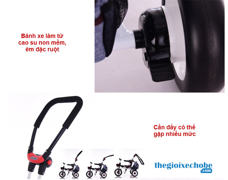 Xe đạp 3 bánh trẻ em Eva 007 bánh xe làm từ cao su non mềm