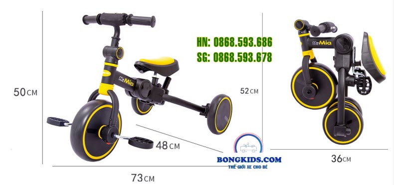 Kích thước Xe đạp ba bánh đa năng cho trẻ em JJ105 