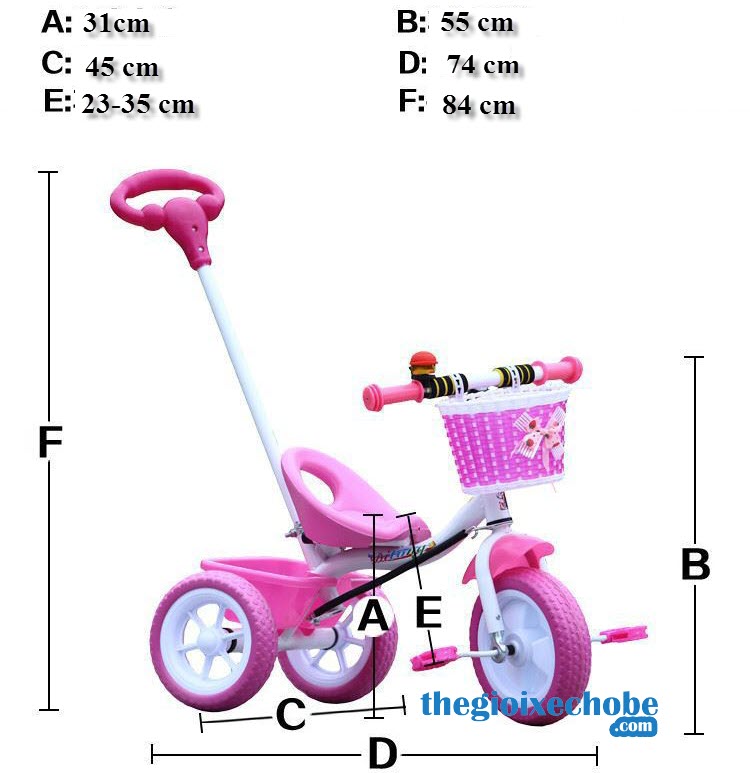 Xe đạp 3 bánh trẻ em 3368 - Bánh cao su