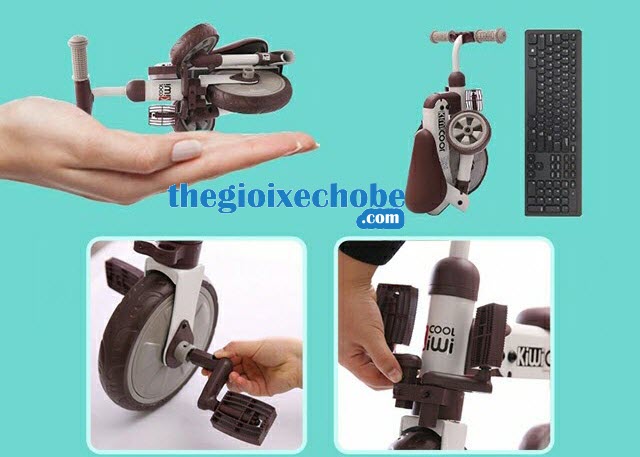 các chi tiết của xe đạp 3 bánh trẻ em AH-003 có thẻ gấp gọn lại