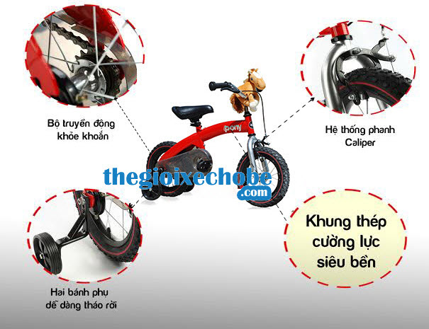 Xe đạp trẻ em RoyalBaby Pony B-4 có bộ truyền khỏe khoắn và khung thép cường lực siêu bền