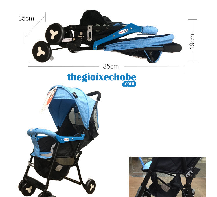 Kích thước của xe đẩy cho bé Seebaby QQ2 khi gập gọn