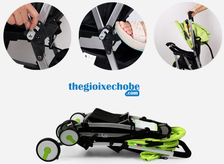 Xe đẩy trẻ em Seebaby T05 có thể tháo nấc gấp dễ dàng