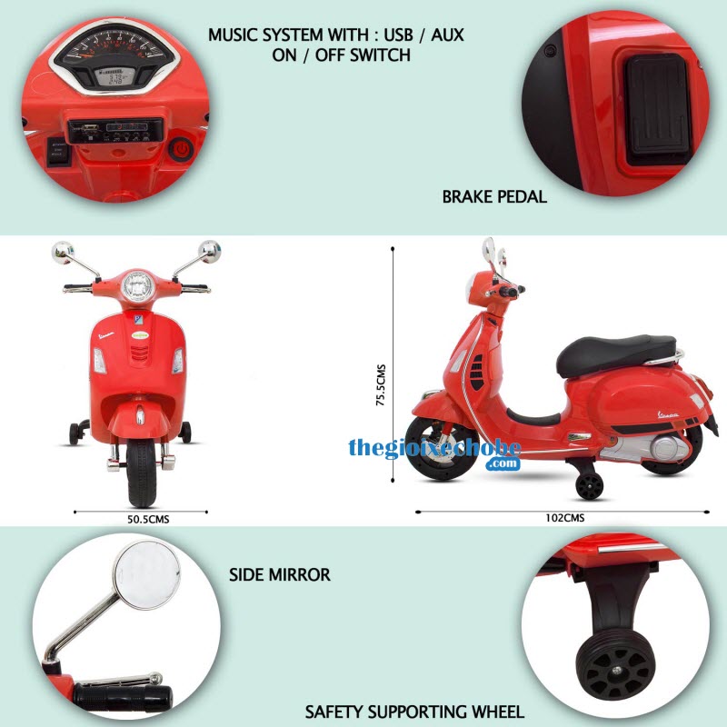 Xe mô tô điện trẻ em Vespa Q168 chi tiết