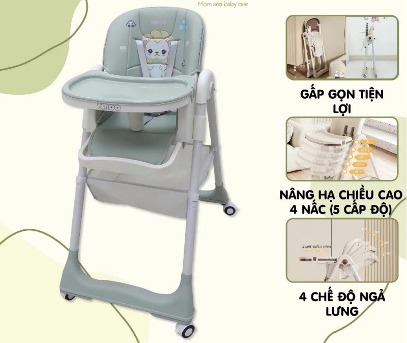 Ghế ăn dặm ngả được Umoo 05182 cho bé 6-48 tháng