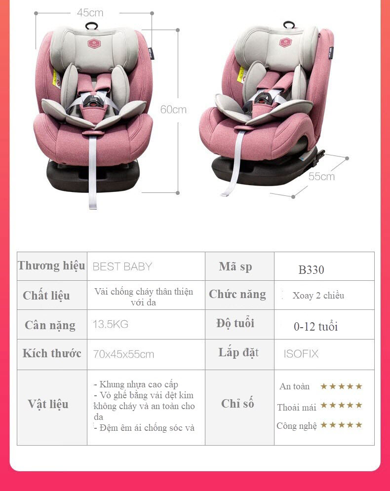 Ghế ngồi ô tô cho bé Best Baby B330