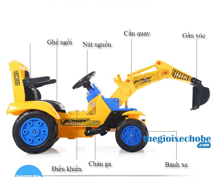 Xe cần cẩu máy xúc máy ủi điện cho bé 618