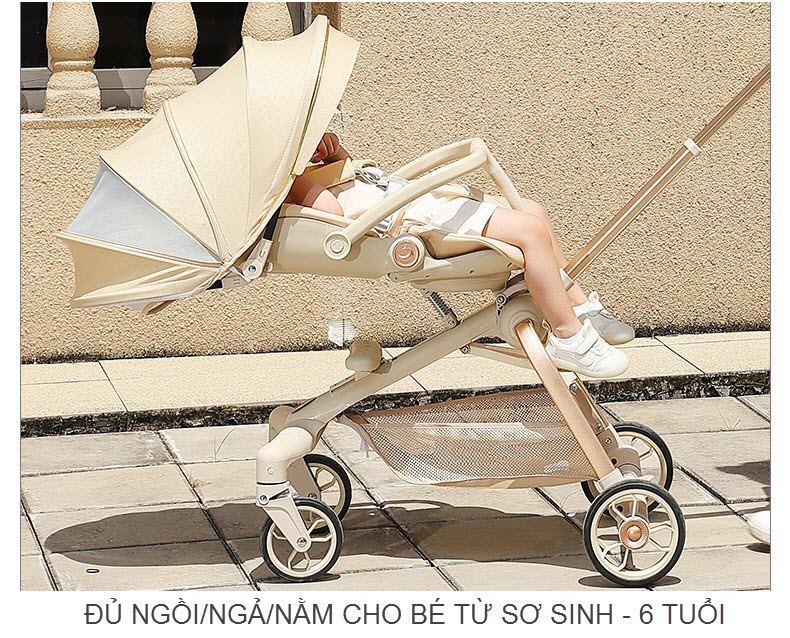 Xe đẩy Kaijieshi Q10 cao cấp, vừa nằm vừa ngồi cho bé sơ sinh - 6 tuổi