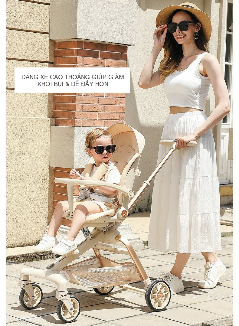 Xe đẩy Kaijieshi Q10 cao cấp, vừa nằm vừa ngồi cho bé sơ sinh - 6 tuổi