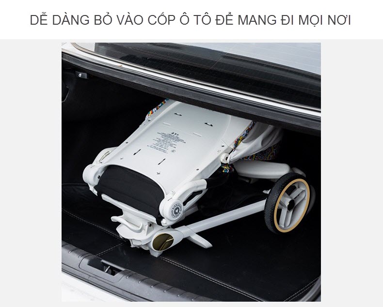 Xe đẩy Baby Vovo V9 cao cấp, vừa nằm vừa ngồi cho bé sơ sinh - 6 tuổi