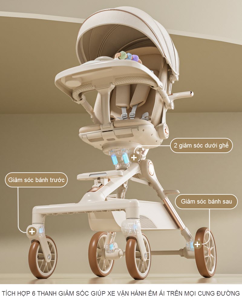 Xe đẩy Duxo Baby Q12 vừa nằm vừa ngồi cho bé sơ sinh - 6 tuổi