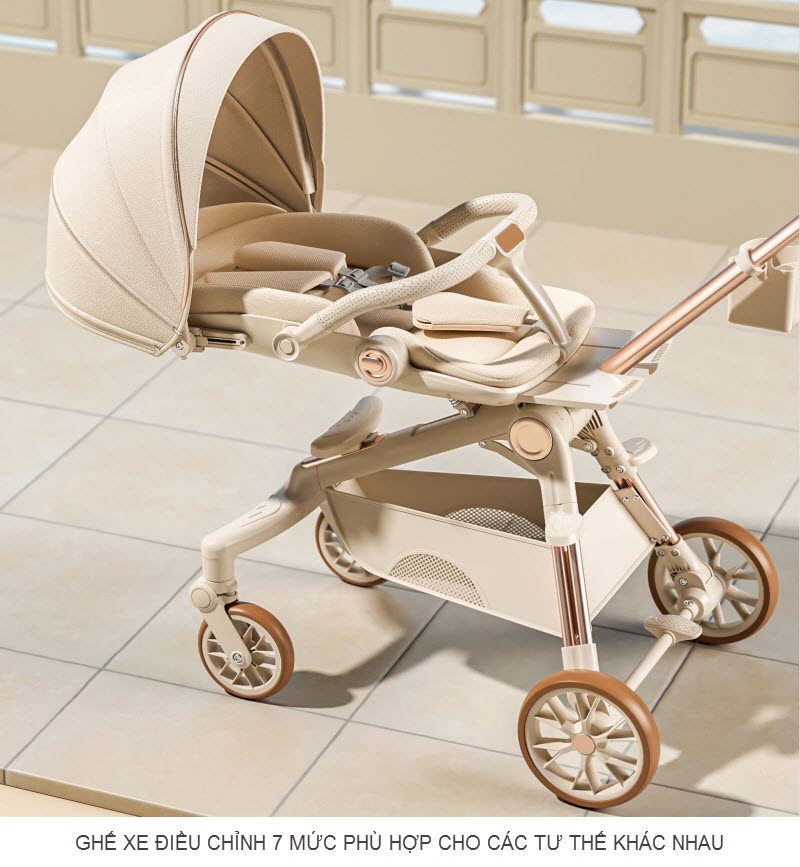 Xe đẩy Duxo Baby Q12 vừa nằm vừa ngồi cho bé sơ sinh - 6 tuổi
