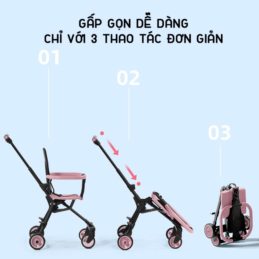 Xe đẩy gập gọn cho bé ngồi Vovo X1