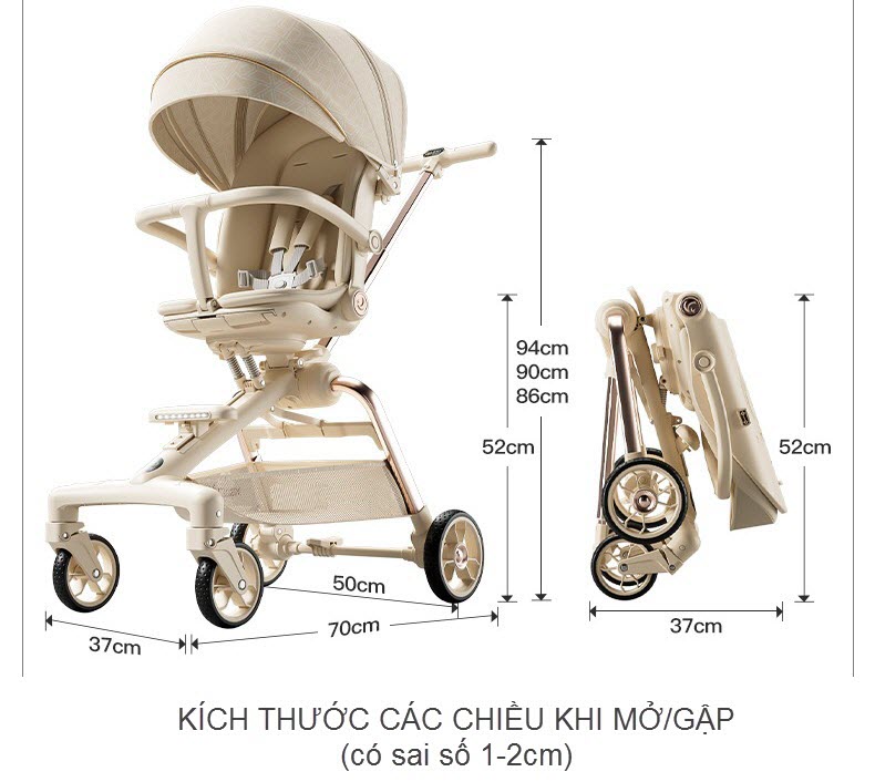 Xe đẩy Kaijieshi Q10 cao cấp, vừa nằm vừa ngồi cho bé sơ sinh - 6 tuổi