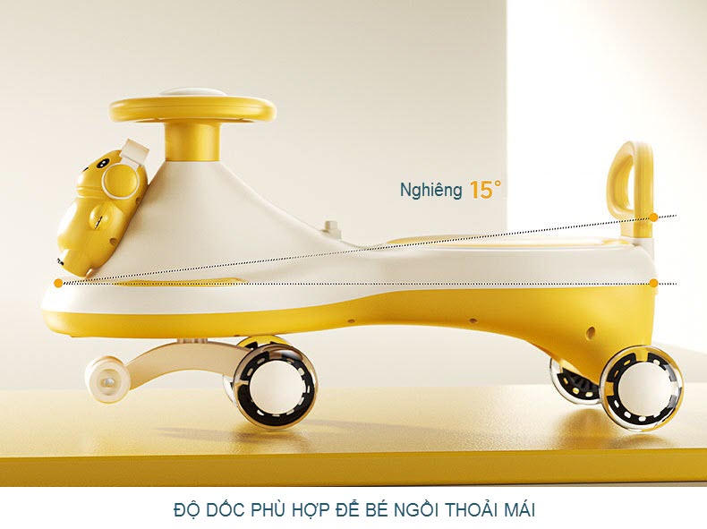 Xe lắc cho bé đầu rồng xinh xắn, có tựa lưng