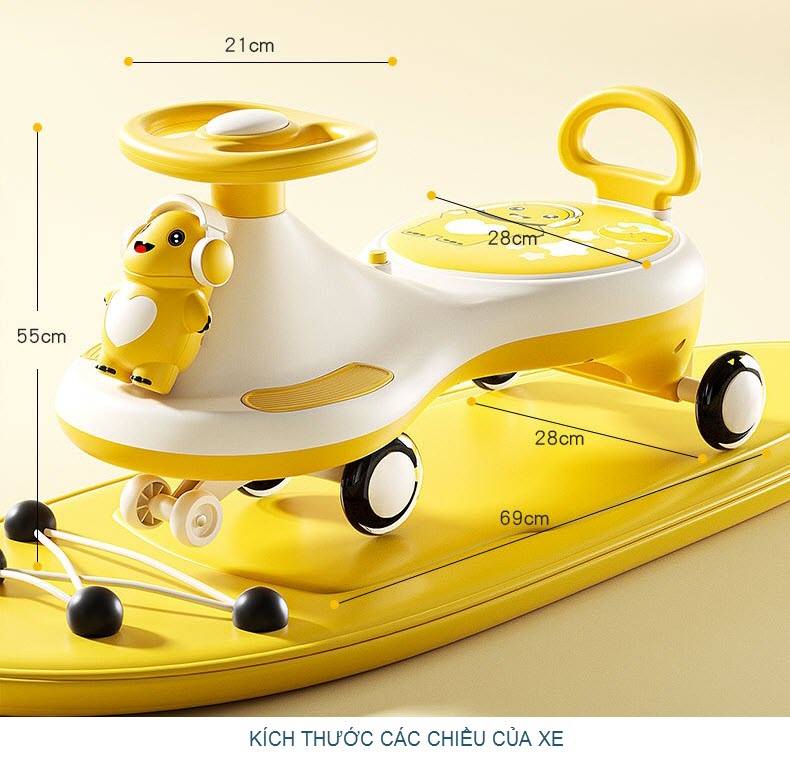 Xe lắc cho bé đầu rồng xinh xắn, có tựa lưng