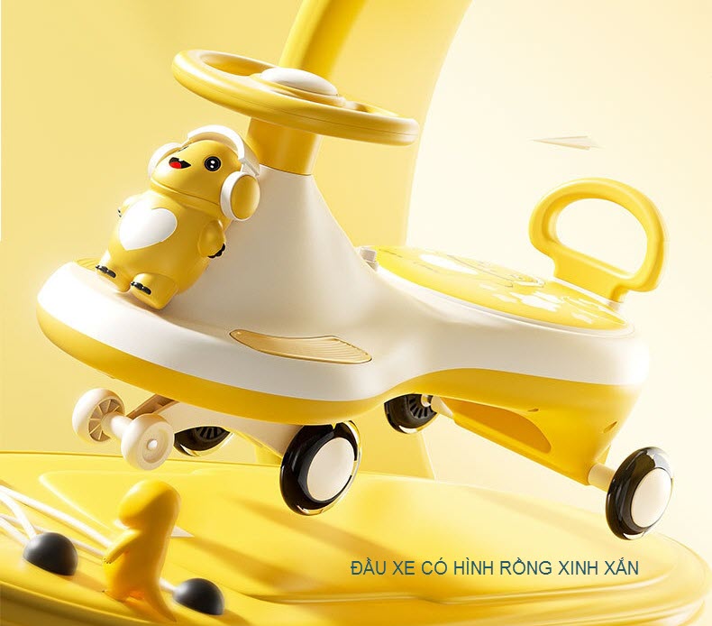 Xe lắc cho bé đầu rồng xinh xắn, có tựa lưng