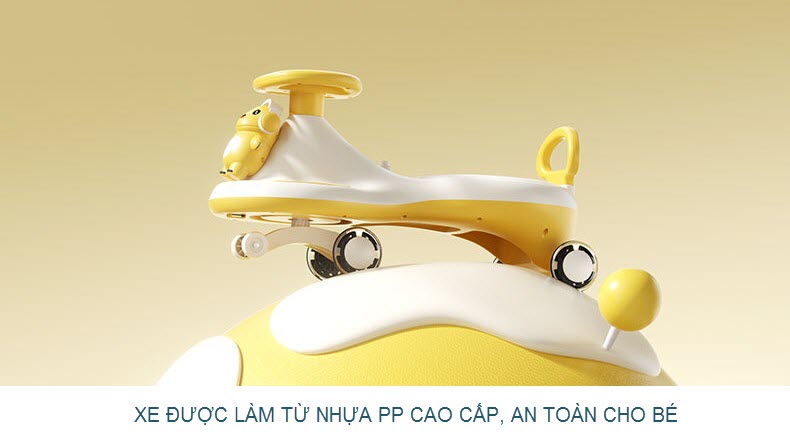 Xe lắc cho bé đầu rồng xinh xắn, có tựa lưng