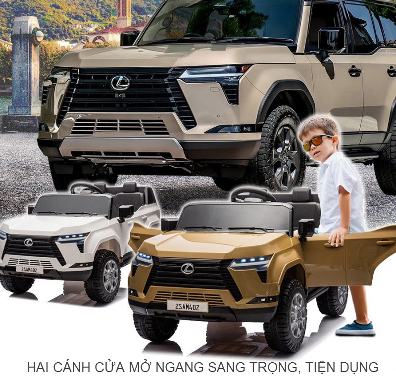 Xe ô tô điện trẻ em bản quyền Lexus TR2402 ghế da, bánh cao su