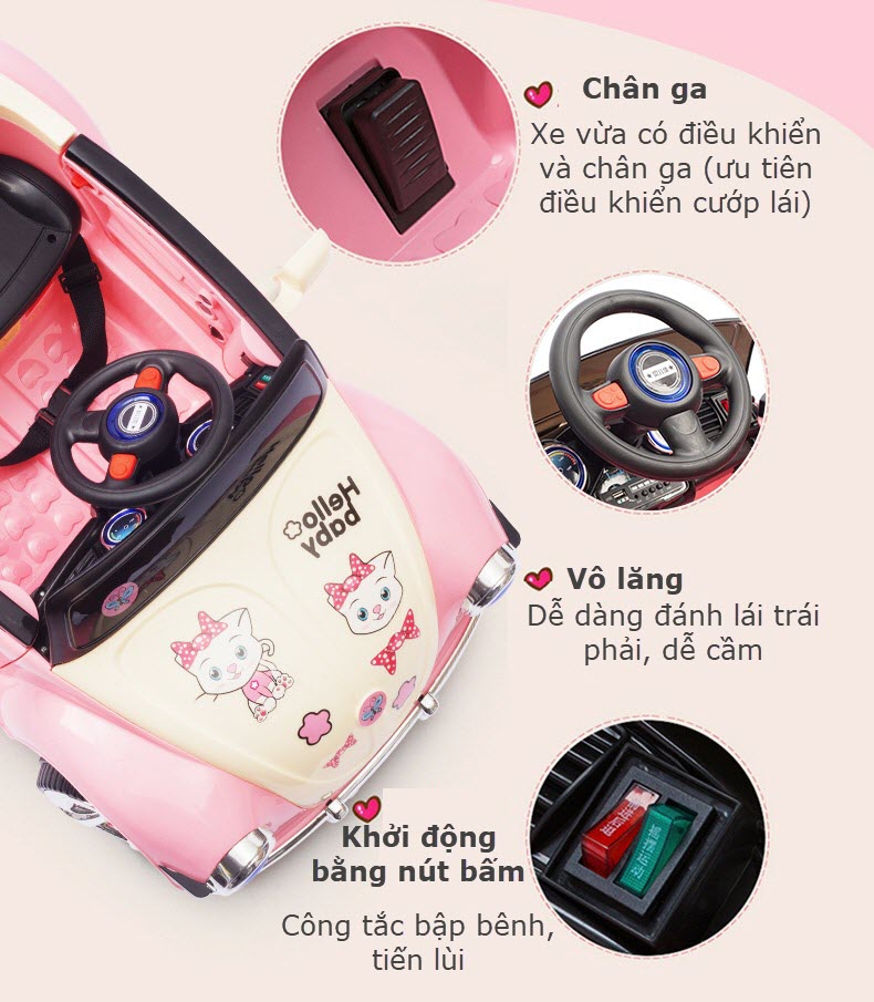 Xe ô tô điện trẻ em BRJ-5169 màu hồng