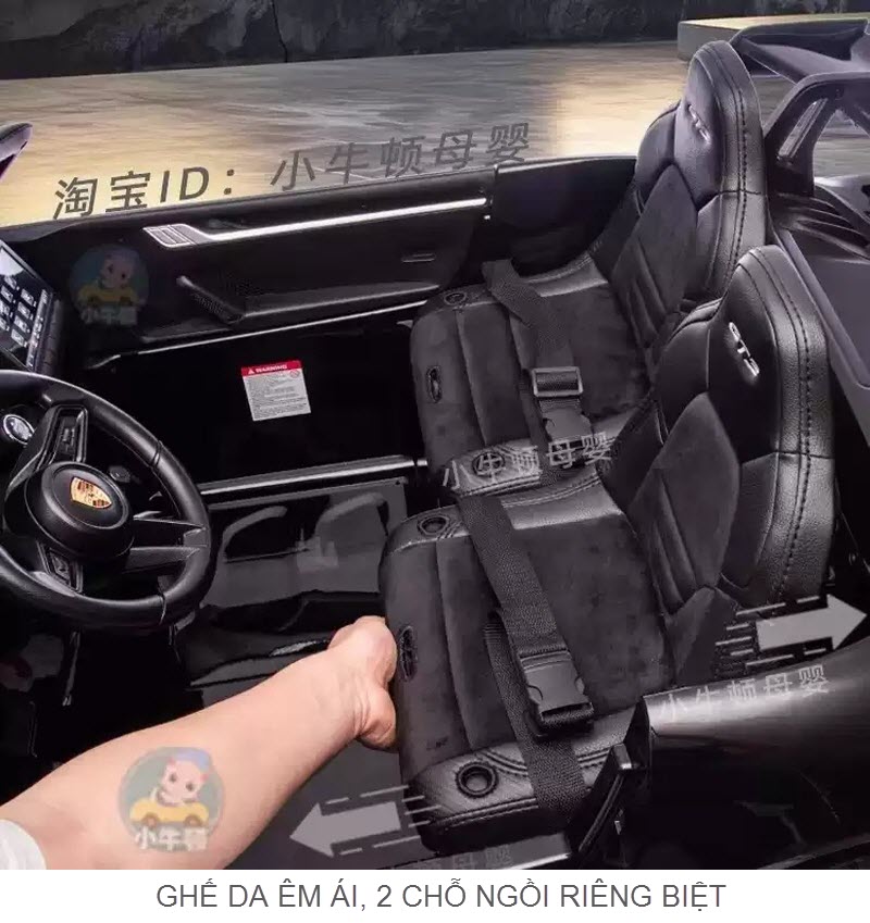 Xe ô tô điện trẻ em 2 chỗ ngồi cao cấp bản quyền Porsche DKP911