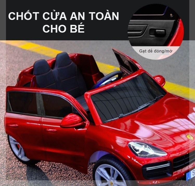 Xe ô tô điện trẻ em bản quyền Porsche SZ0688 ghế da, bánh cao su