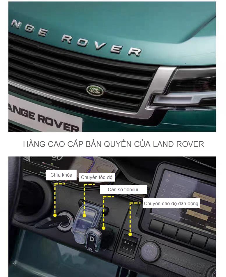Xe ô tô điện trẻ em 2 chỗ ngồi cao cấp bản quyền Range Rover DKRR998