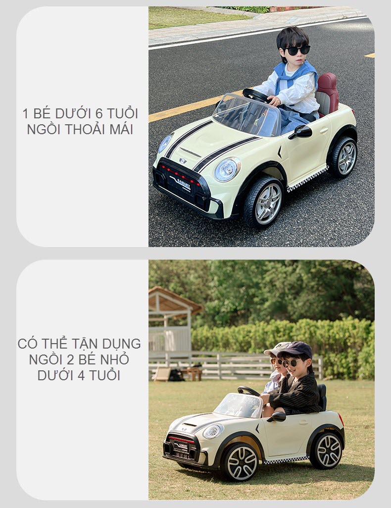 Xe ô tô điện trẻ em Minicooper SMT5688 bé bé 1-6 tuổi
