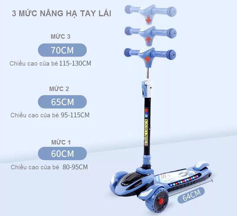 Xe trượt scooter cho bé dáng tàu điện 5518