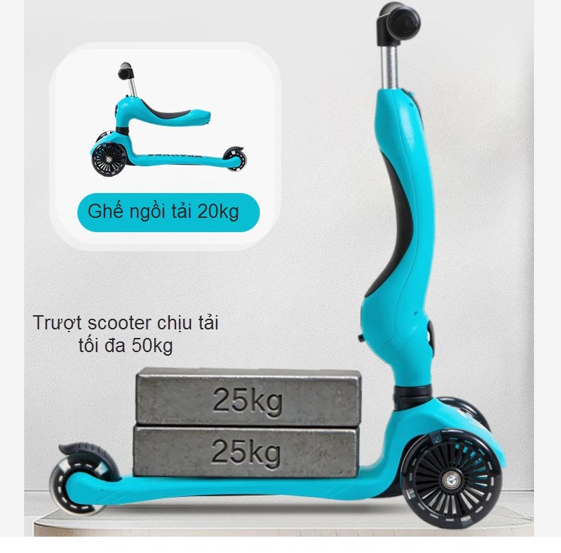 Xe scooter cỡ nhỏ XFA02 có ghế ngồi cho bé chòi chân và trượt
